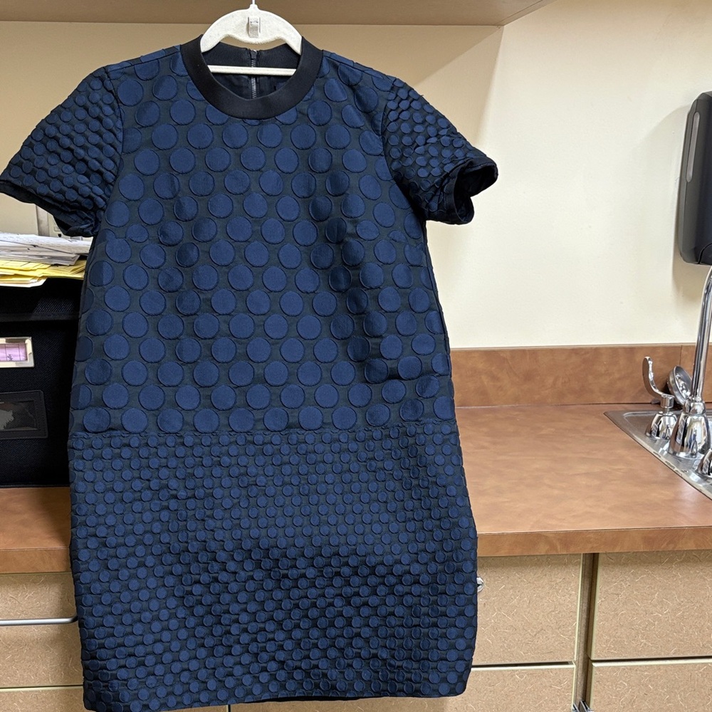 Madewell Mood Navy/Black Circle Textured Shift‎ Dress Sz XS